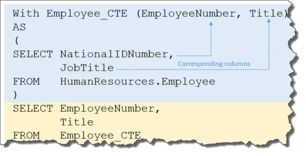 SQL CTE (Common Table Expression) column mapping