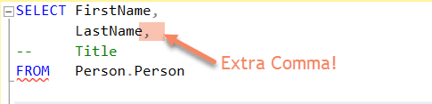 common sql mistakes - trailing commas