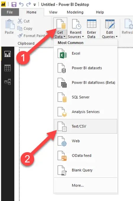 Get Started with Power BI - Select Data Source