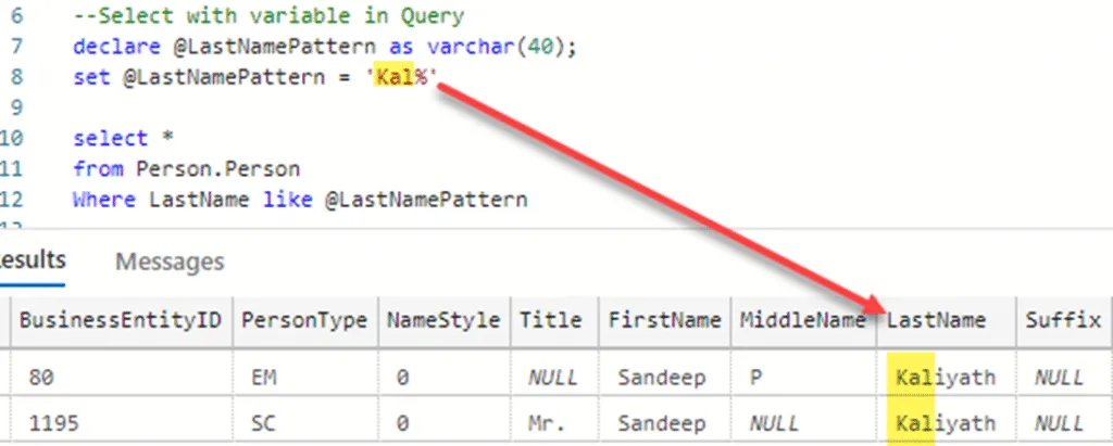 sql server variable assignment