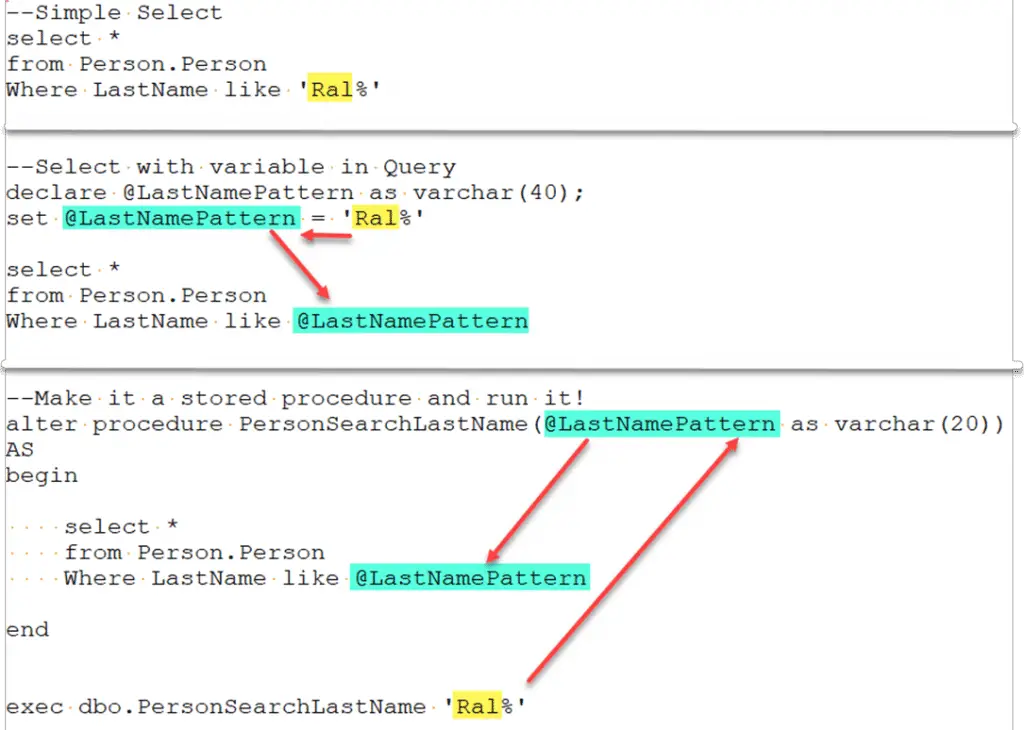 Evolution of SQL Variables in Queries