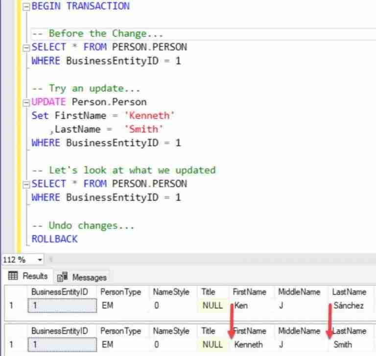 write an update query in sql