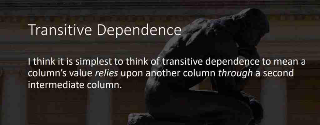Transitive Dependence as it applies to Third Normal Form