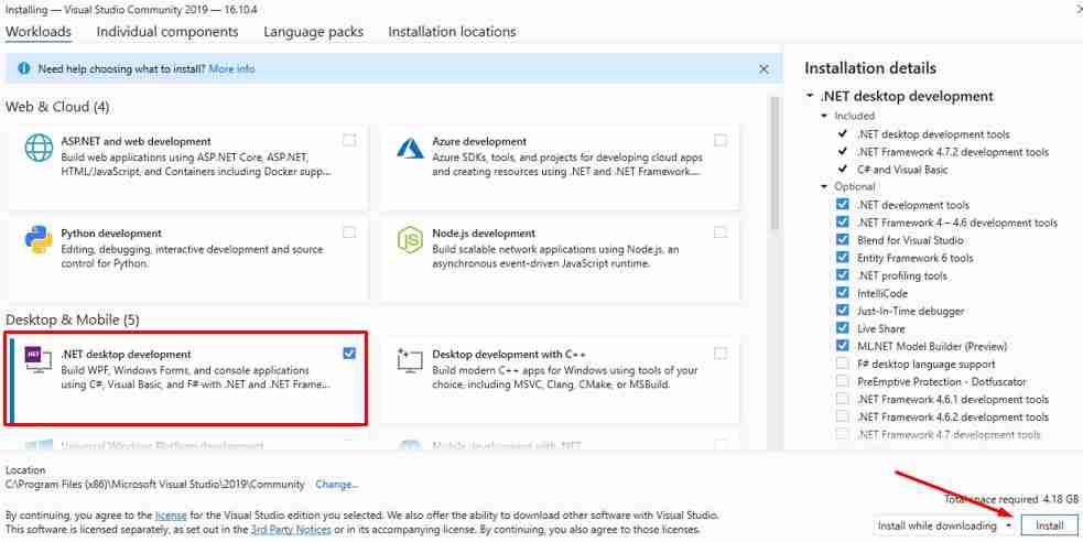 C Sharp Visual Studio NET workload