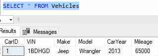 select all from vehicles