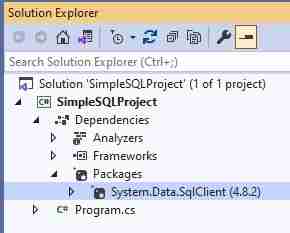 solution explorer seeing new package