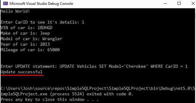 update console
