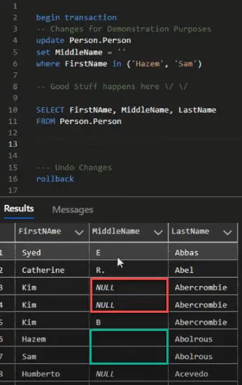 Missing Values in Database Column