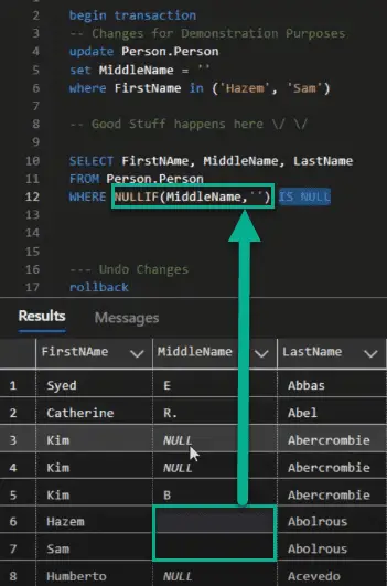 Missing Value Comparison with NULLIF