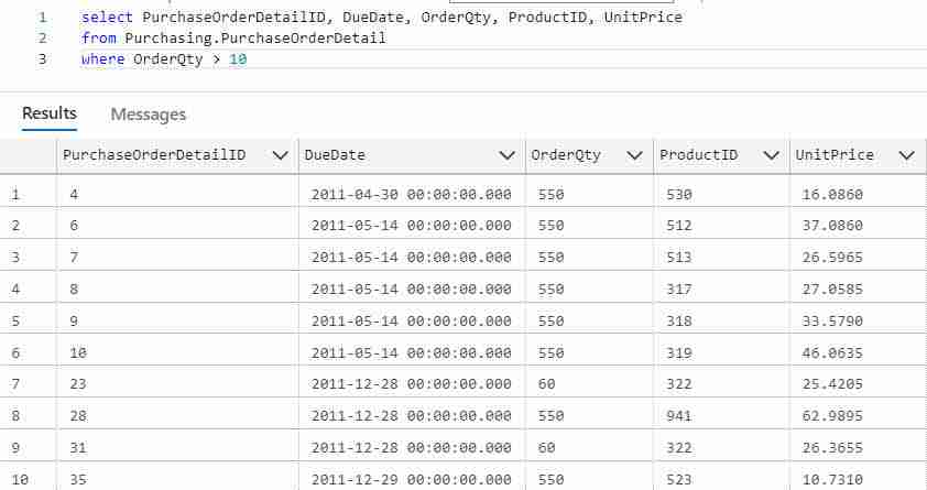 SQL WHERE GREATER THAN