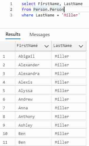 SQL WHERE Results