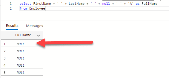 Handling NULL with Concatenate